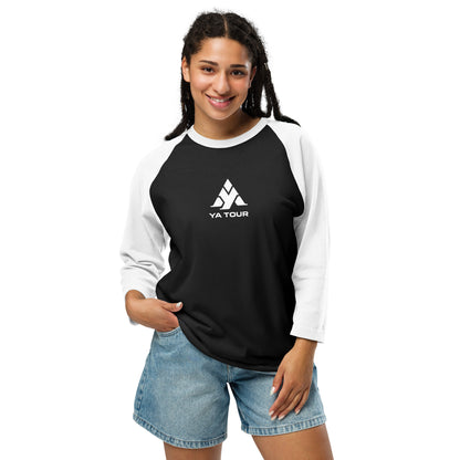 YA TOUR Women's 3/4 Sleeve Raglan Shirt black front view