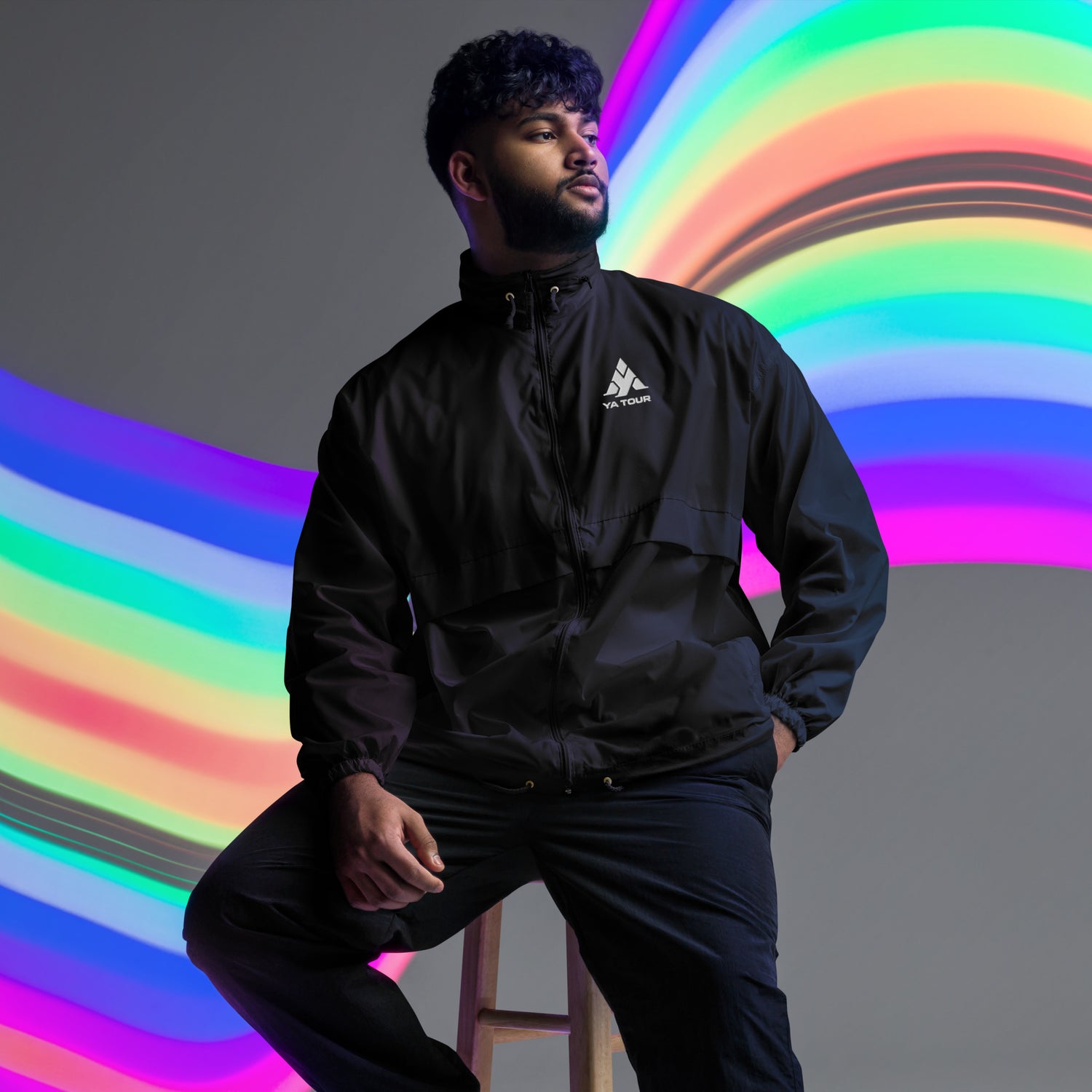 YA TOUR Unisex Windbreaker black front view 2