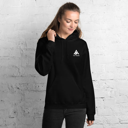 YA TOUR Unisex Hoodie black front lifestyle view 2