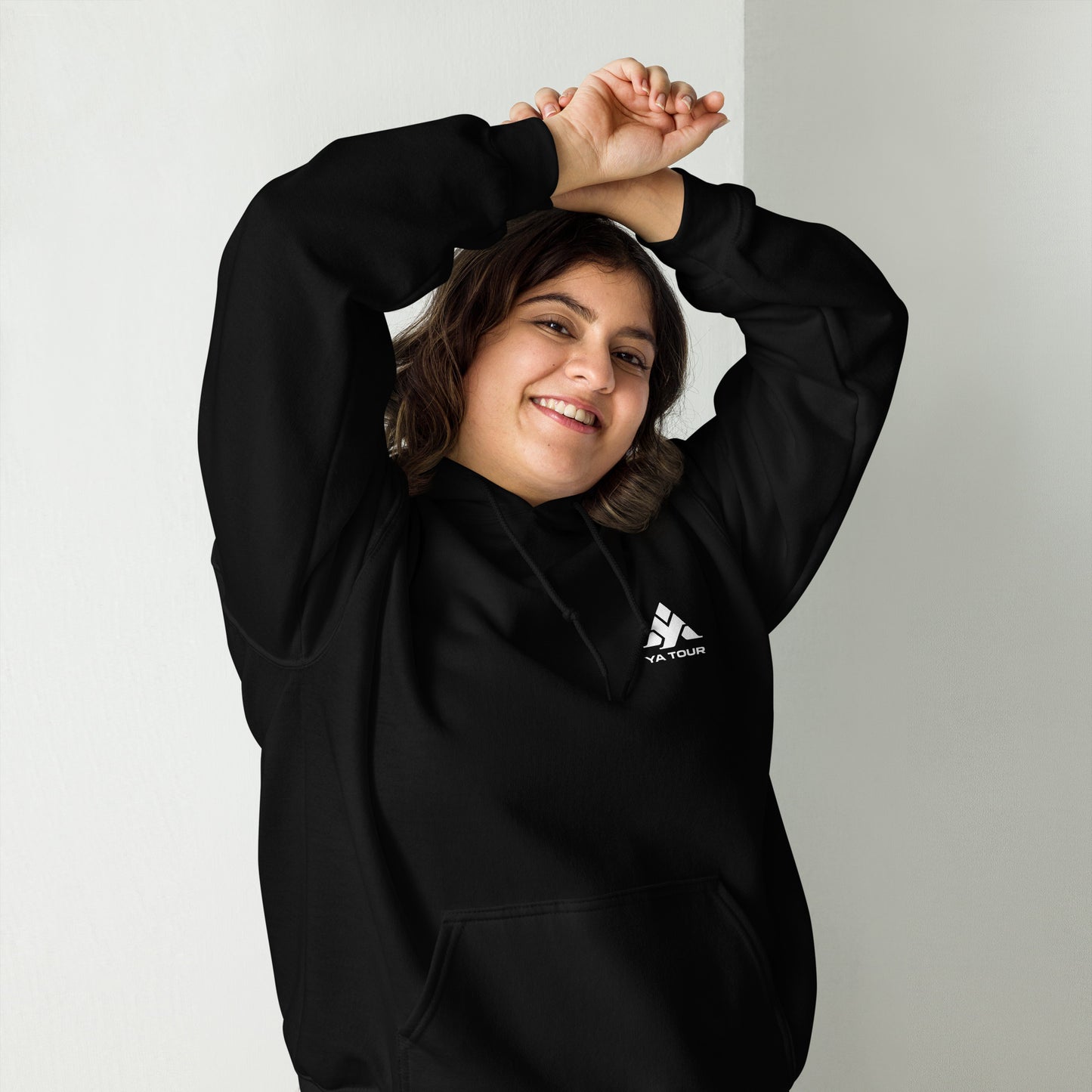YA TOUR Unisex Hoodie black back lifestyle view