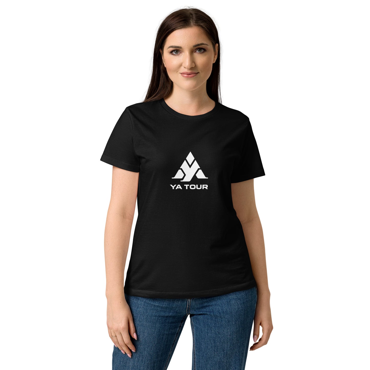 YA TOUR Women's Softstyle T-Shirt black front lifestyle view