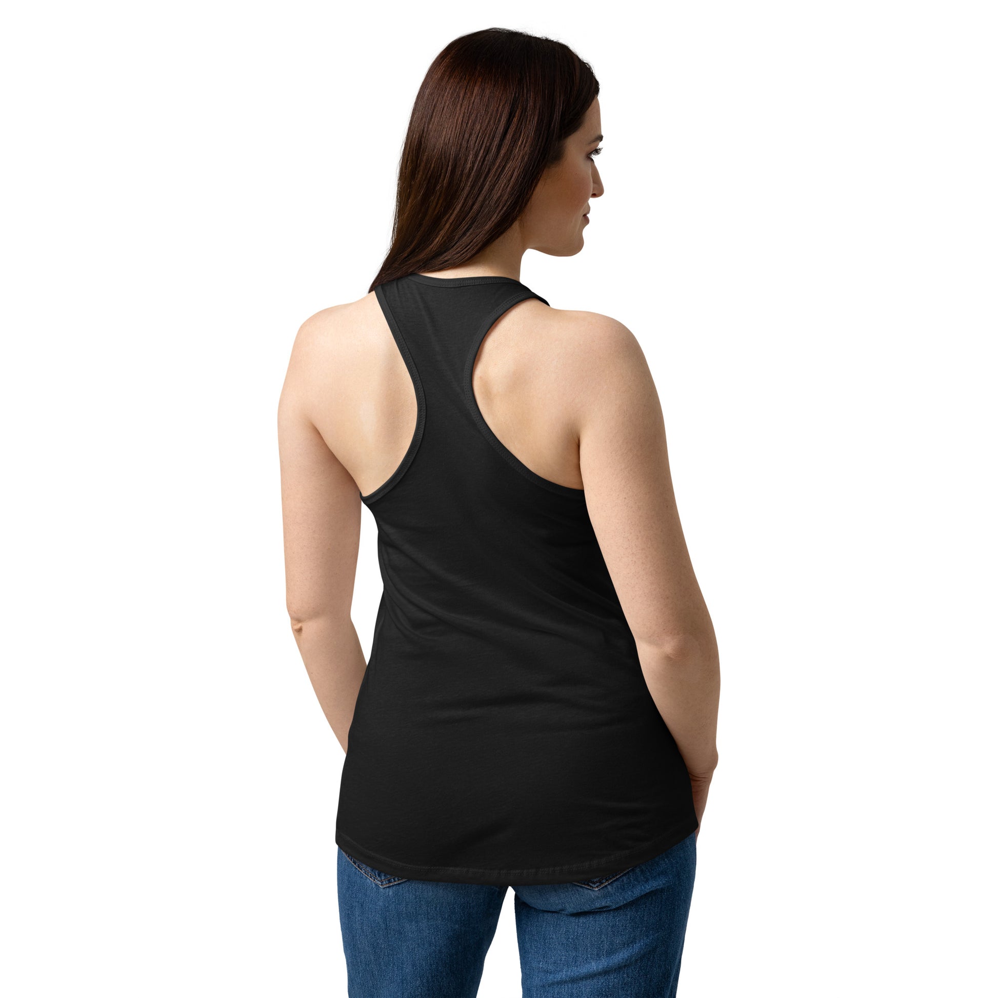 YA TOUR Women's Fitted Racerback Tank Top black racerback detail