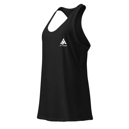 YA TOUR Women's Fitted Racerback Tank Top black left side view