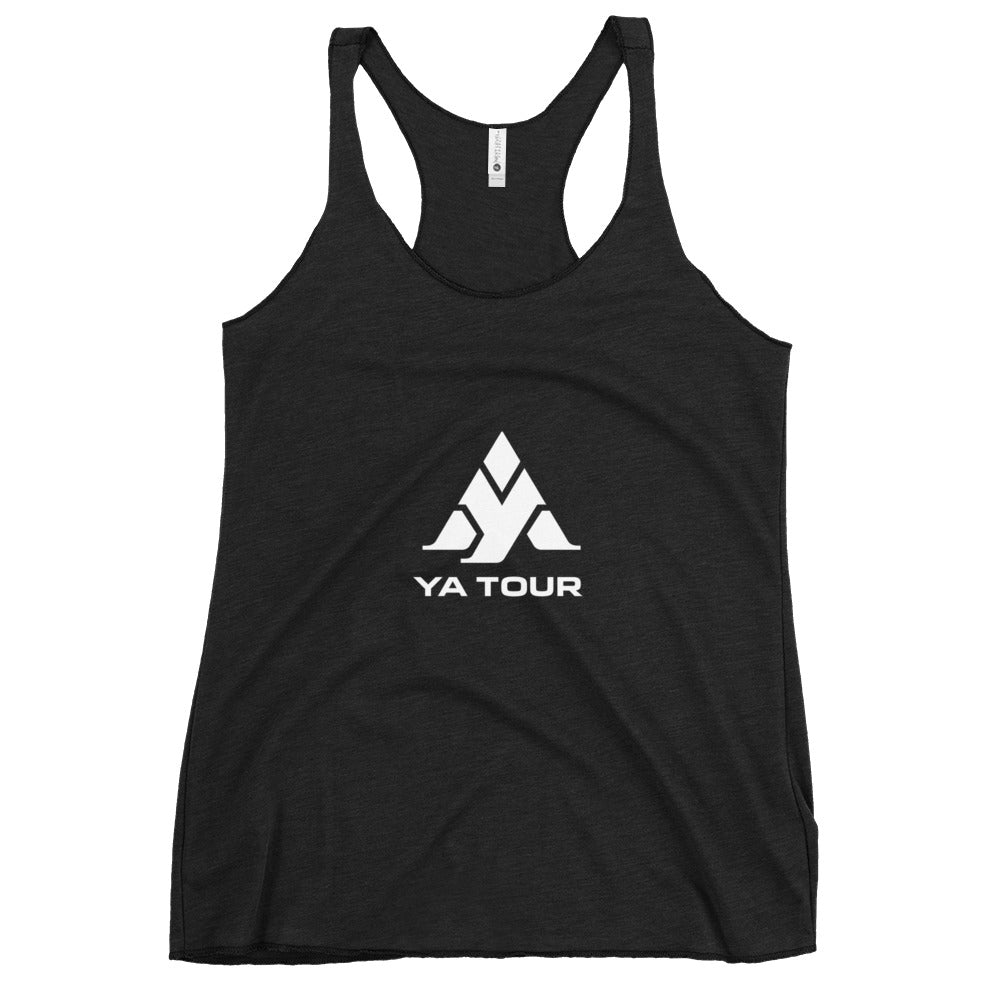 YA TOUR Women's Racerback Tank black front view 2