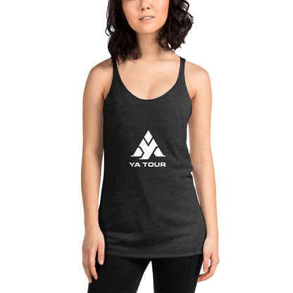 YA TOUR Women's Racerback Tank black front lifestyle view