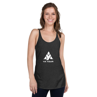 YA TOUR Women's Racerback Tank black front lifestyle view